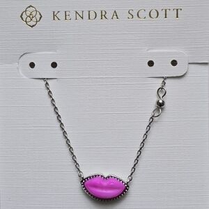 Kendra Scott Pink Lips Silver Pendant Necklace In Hot Pink